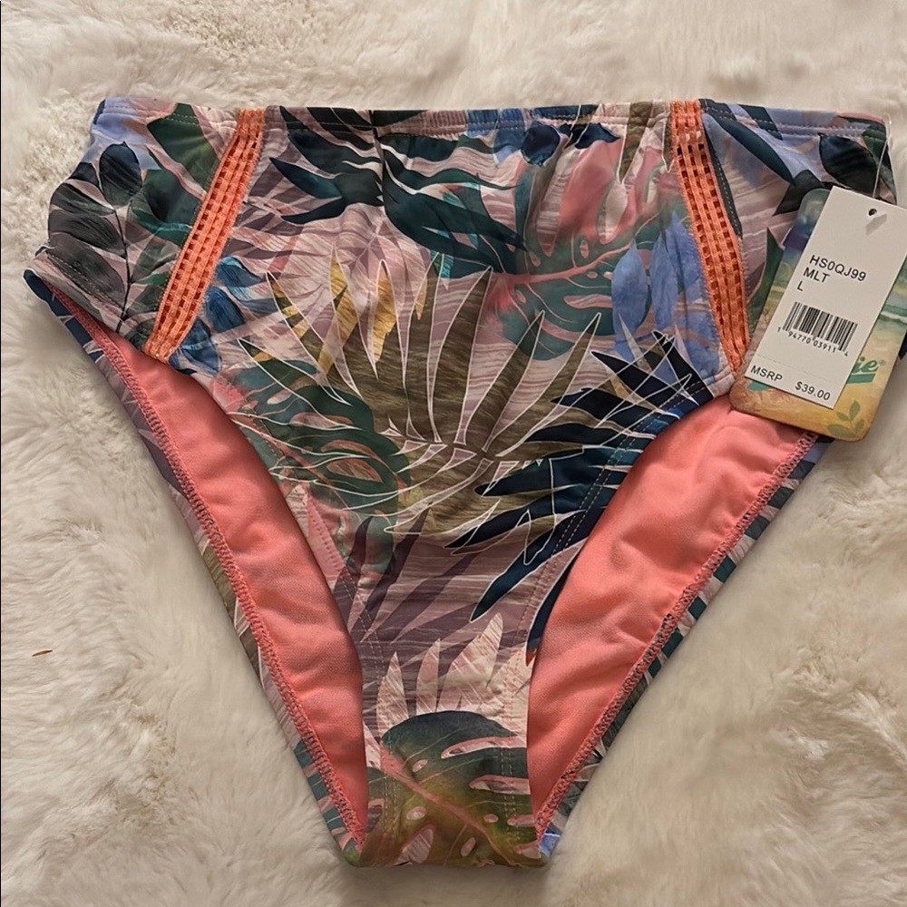 Hobie Tropical Print High-Waisted Bikini Bottom